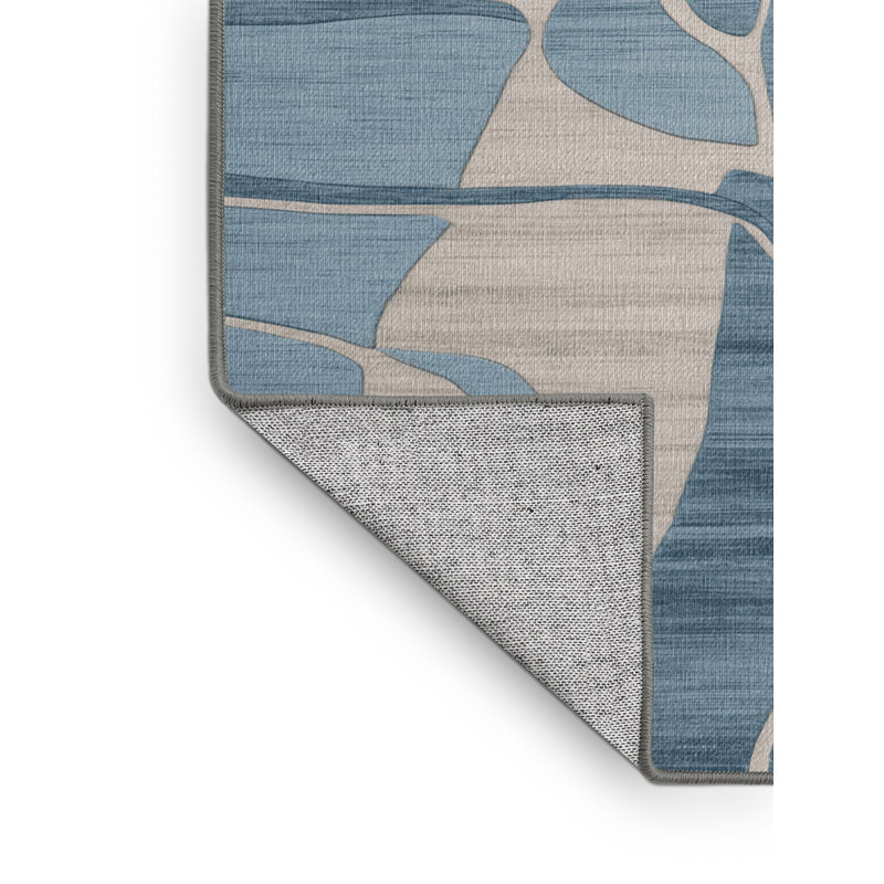 Machine Washable Abstract Gray Area Rug, Square 7'