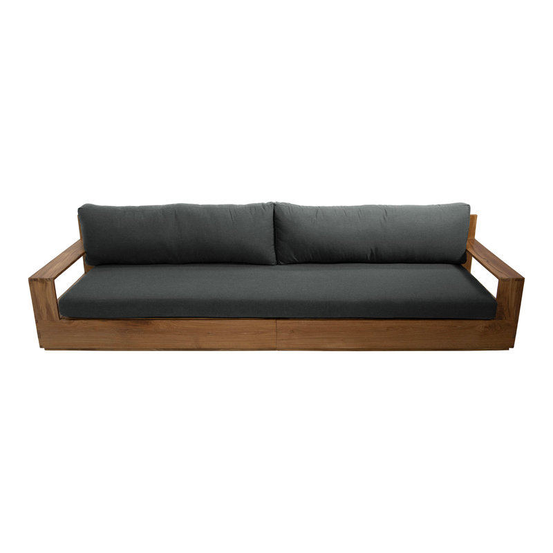 Germelino Outdoor 3 - Seat Teak Patio Sofa with Sunbrella Cushions, Coal