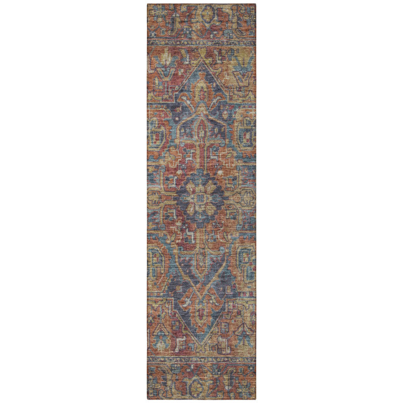 Tapis de couloir d'extérieur 8 pi intérieur rouge orange et bleu lavable antidérapant
