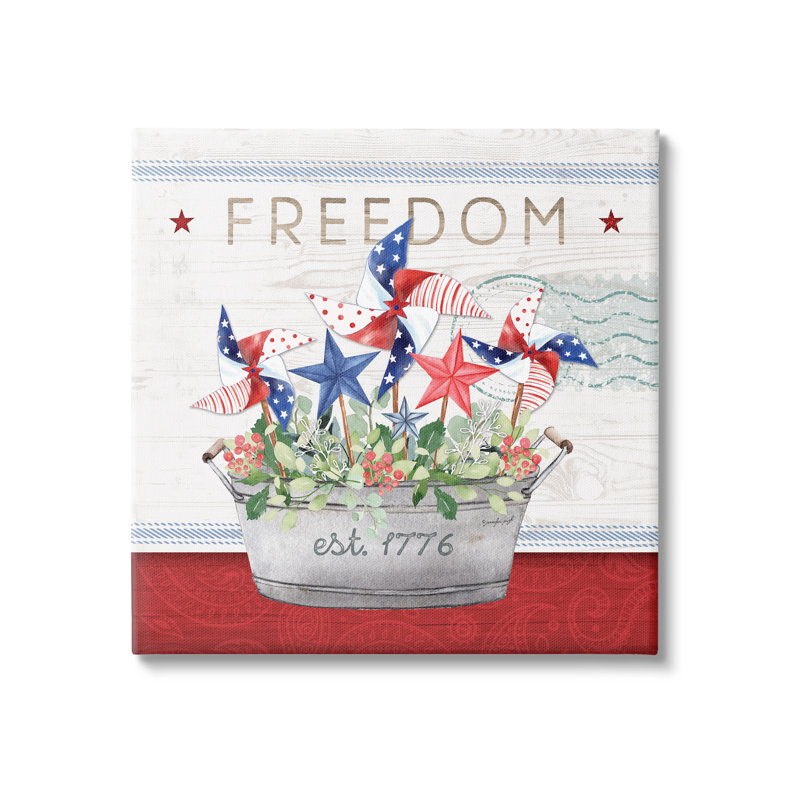 «Freedom Americana Floral Pinwheels» par Jennifer Pugh, impression sur toile tendue, H 30 po x l 30 po x P 1,5 po