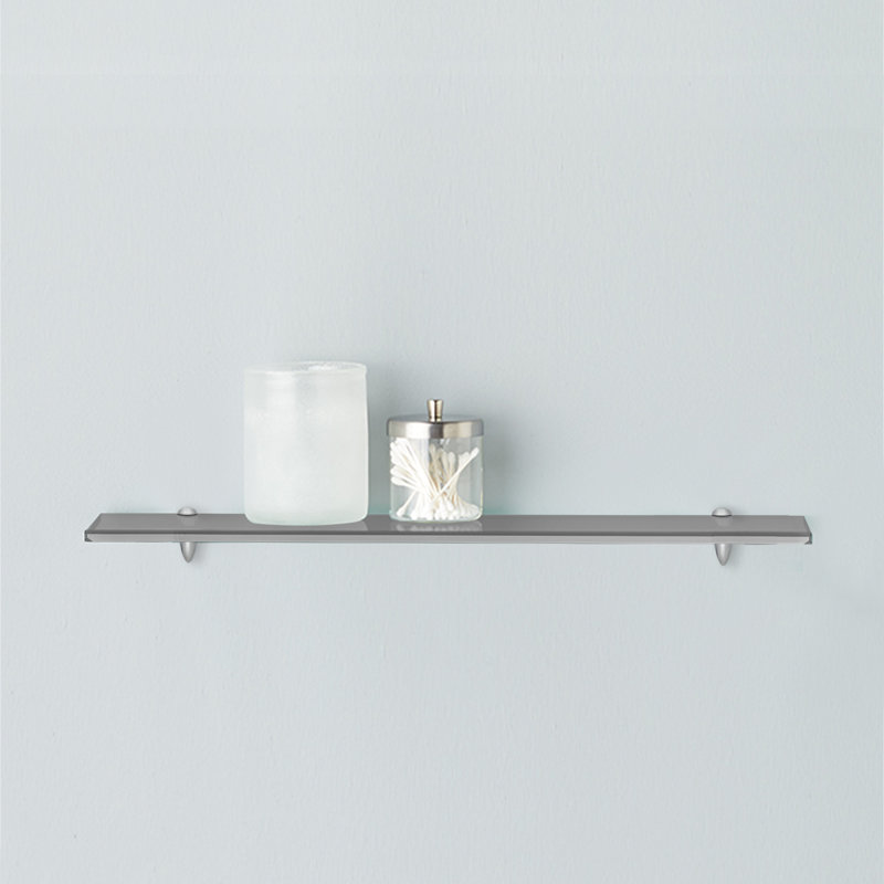 Glass Accent Shelf with Adjustable Shelves, 0.38" H x 24" W x 6" D, Gray