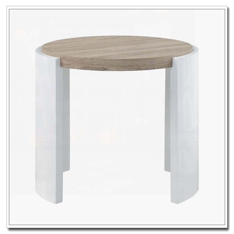 Table de bout en chêne et blanc avec base luge