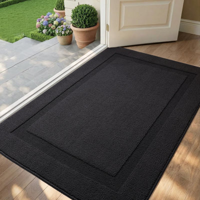 Paillasson intérieur géométrique, tapis antidérapant à profil bas lavable à la machine pour porte d'entrée arrière, entrée