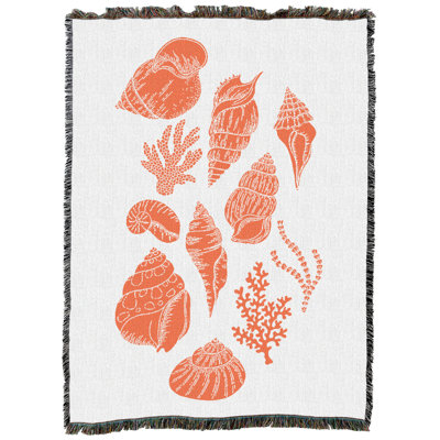 Couverture Pure Country Weavers Beach Life en orange - Jeté en tapisserie tissée en coton - Fabriqué aux États-Unis (72 x 54)