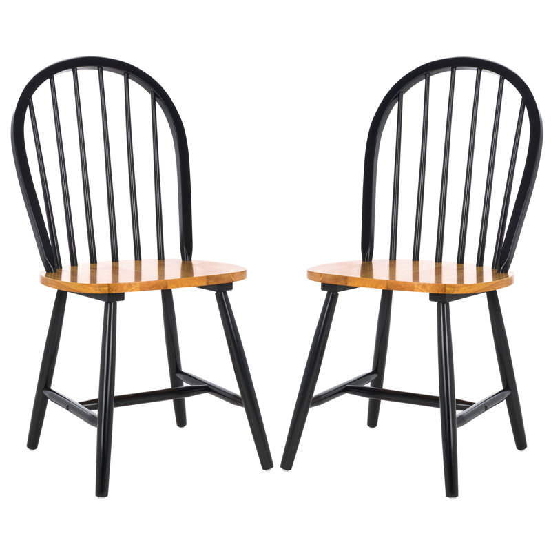 Bella Solid Wood Side Chair, Black/Natural