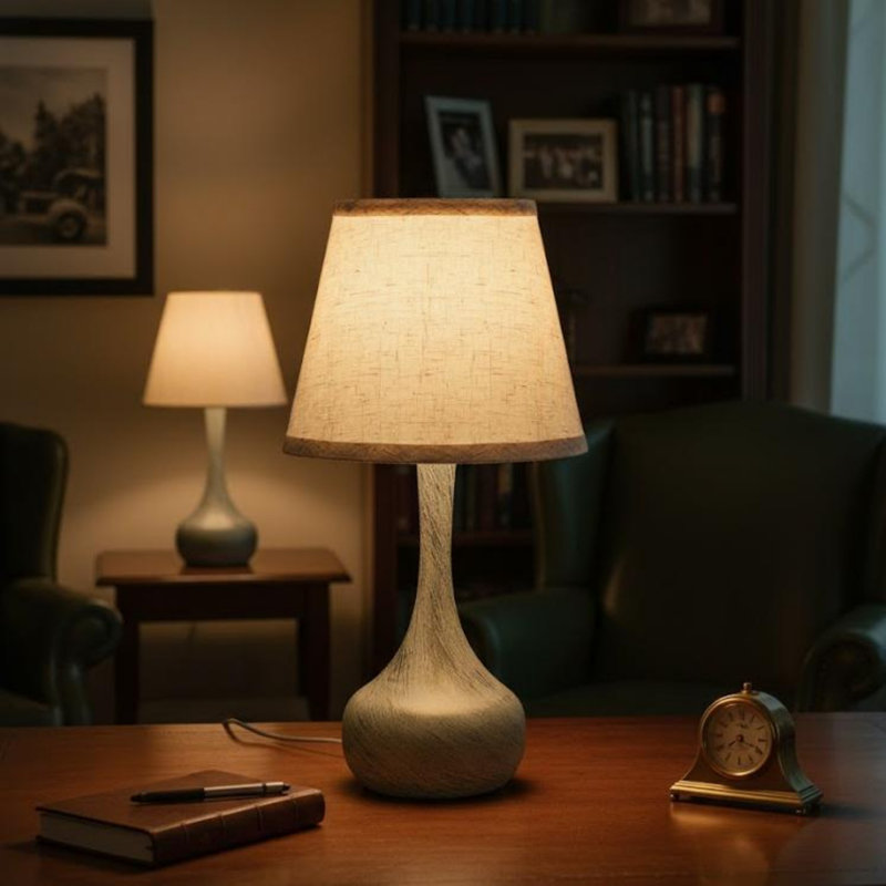 Touch-Control Bedside Lamp Set (2-Piece), Rustic-Style Three-Level Dimming Table Lamp with Fabric Shade, Suitable for Nightstands, Desks, Bedrooms, Living Rooms, Offices