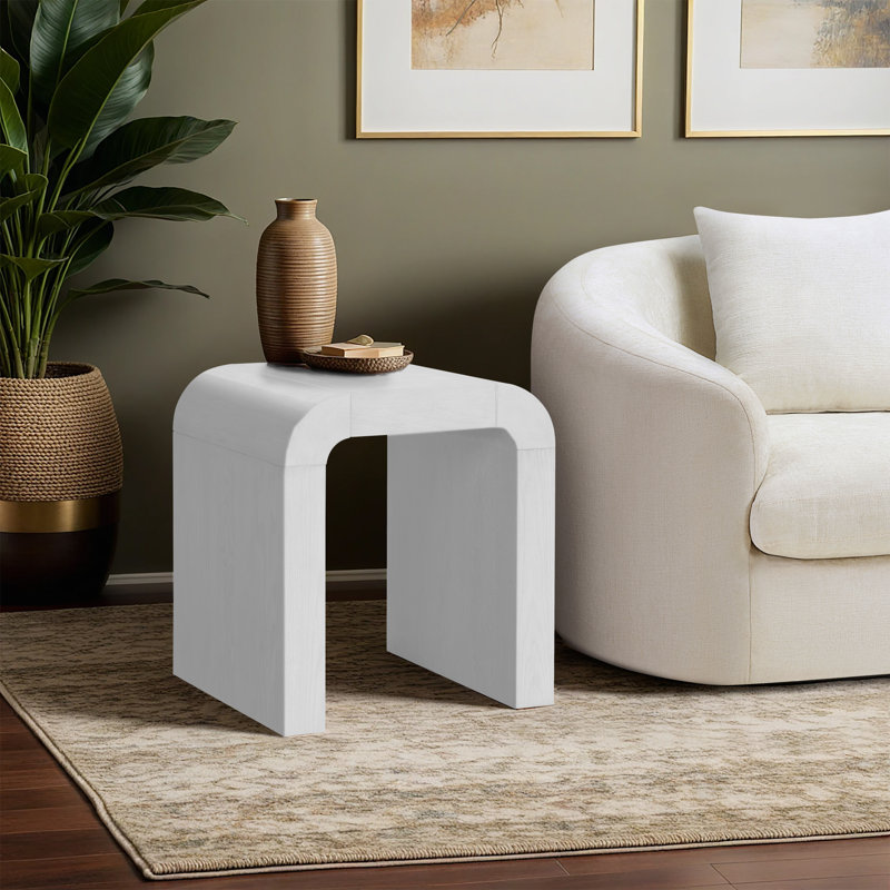 Toulon Oak Veneer End Table, White