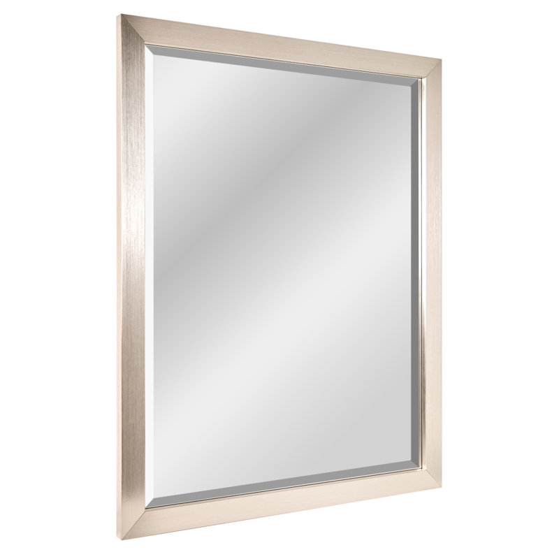 Miroir de salle de bain biseauté Alvaretta, Nickel brossé, 44 po x 34 po