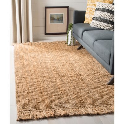 Rectangle Solid Color Handwoven Jute Area Rug in Natural -  East Urban Home, 450F0BD37E1D434AAFEB5C2BDB8B9B08