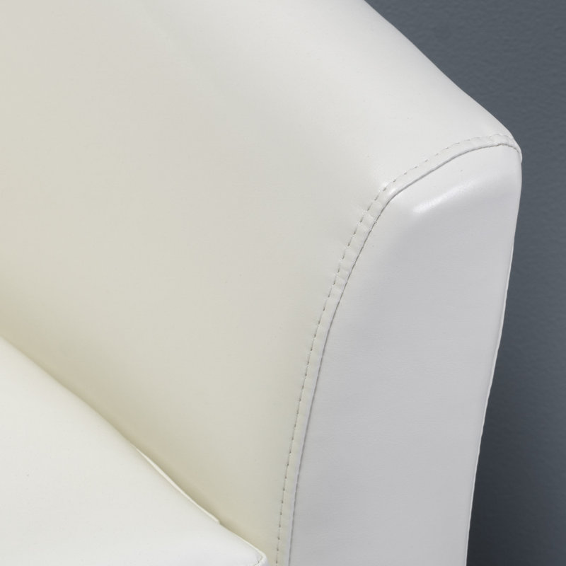 Wilmore Swivel Upholstered Accent Chair with Curved Backrest, Ivory Faux Leather