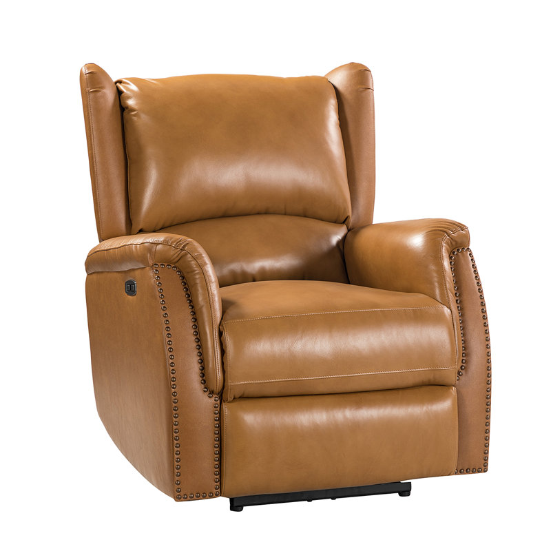Fauteuil inclinable électrique en cuir véritable Domingo, Chameau