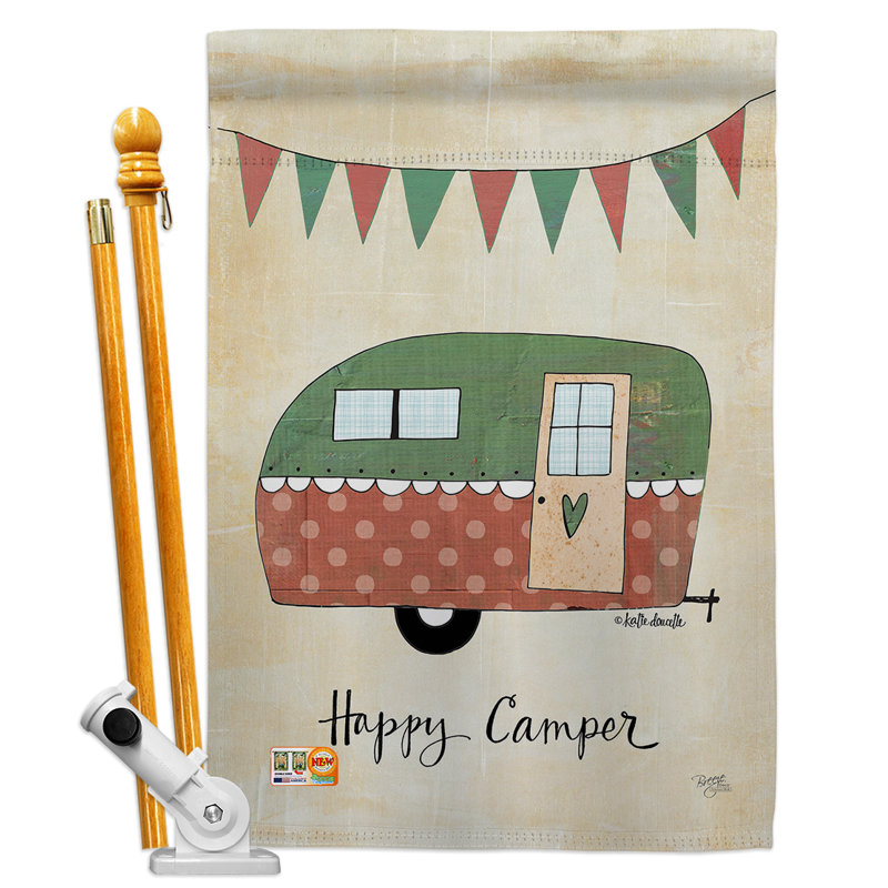 Happy Camper Multi-Color Polyester Vertical House Flag 28" x 40"