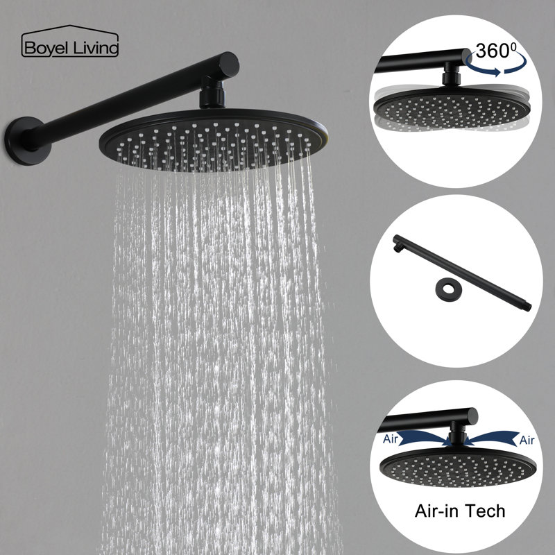 Matte Black Brass Wall Mounted Rain Shower System