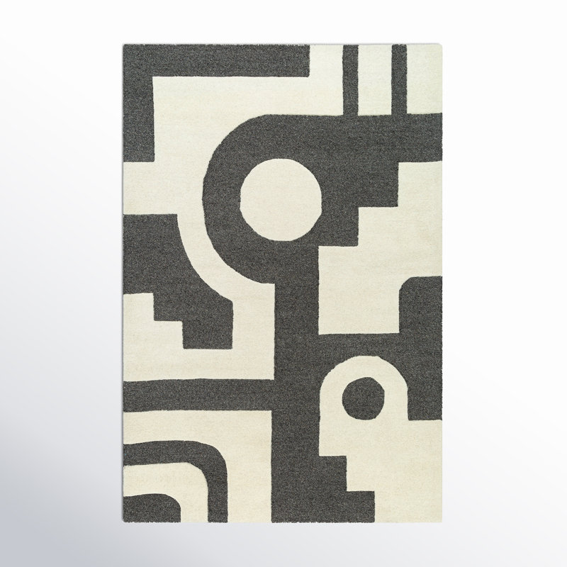 Rino Abstract Hand Tufted Wool Area Rug in Gray, Rectangle 2' x 3'
