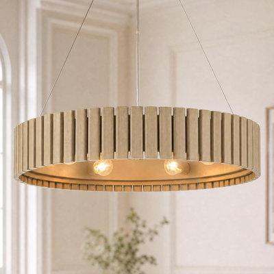 Luminaire suspendu 24 po / 31 po à lumières cylindriques en imitation grain de bois