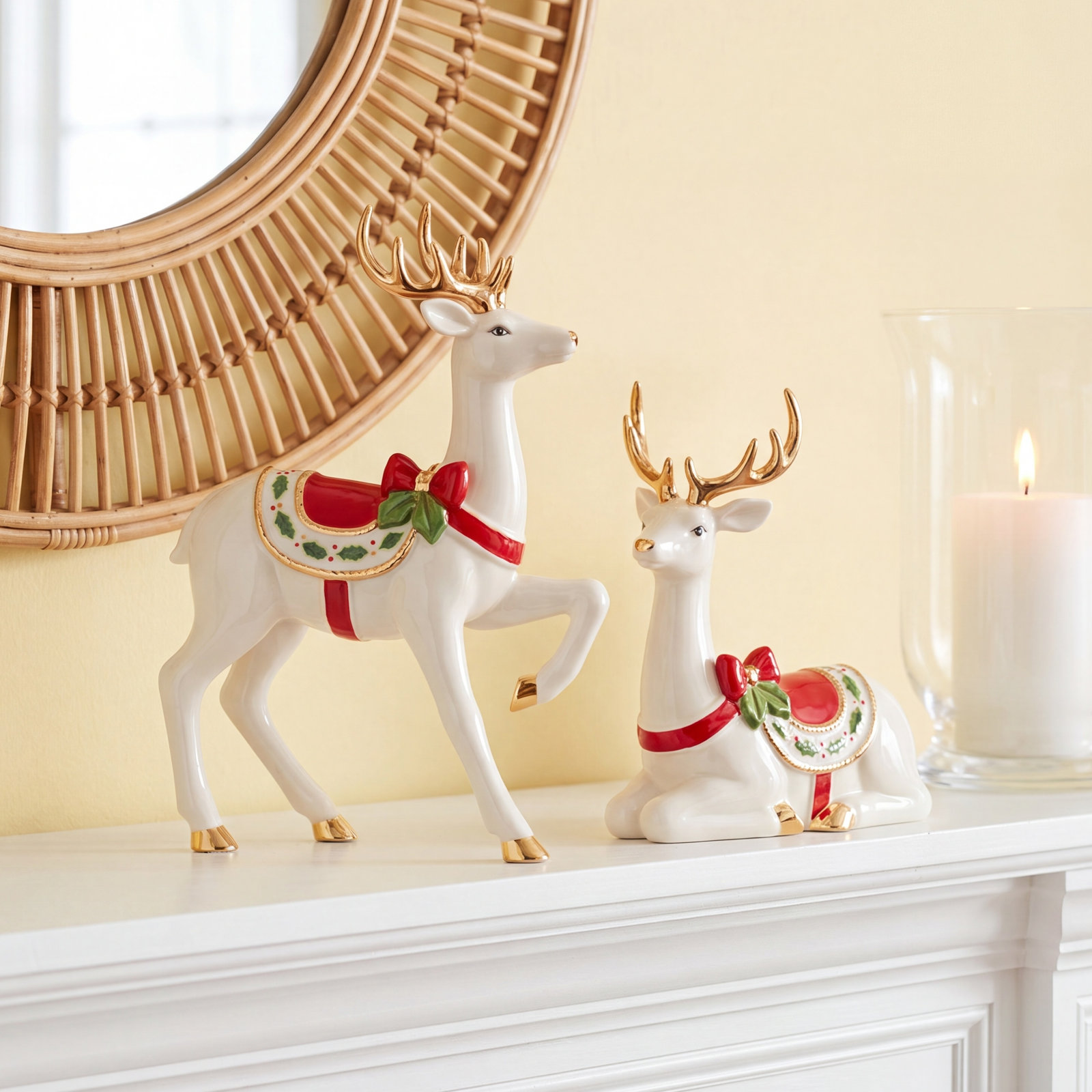 Porcelain Standing Reindeer Figurine