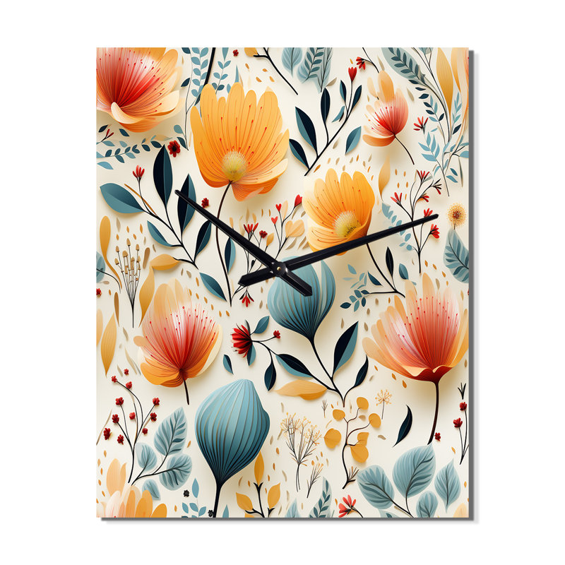 Très grandes horloges murales Botanical Pastel, Moyen