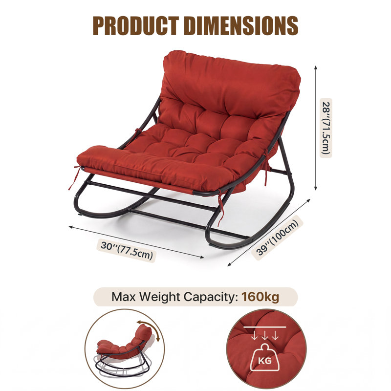 Outdoor Rocker Chair with Cushions, Beige