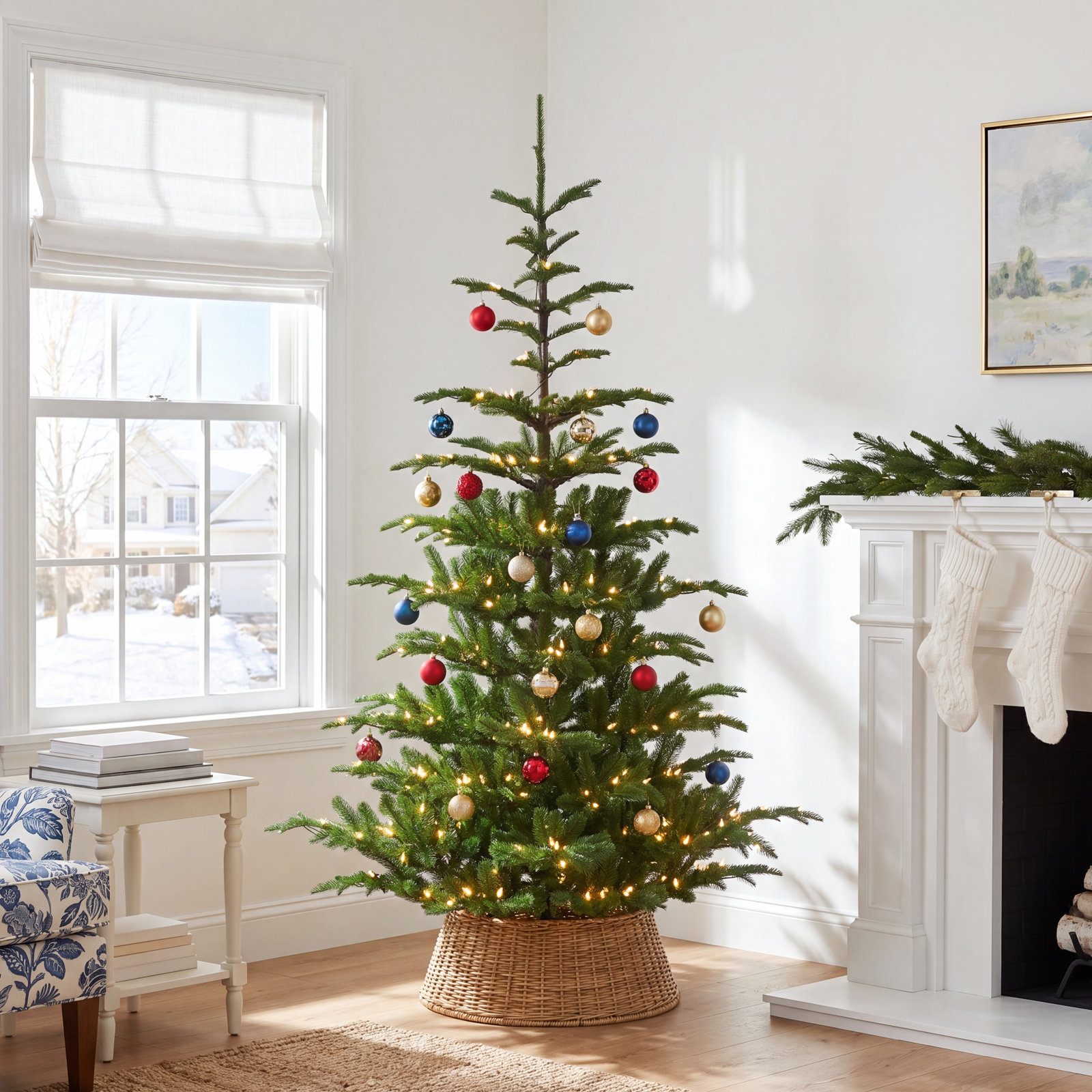 The Holiday Aisle® Norwegian Spruce Tree with Clear Lights, 6.5'
