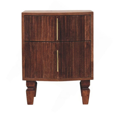 Wood Harper Nightstand,Brown,2-Drawer