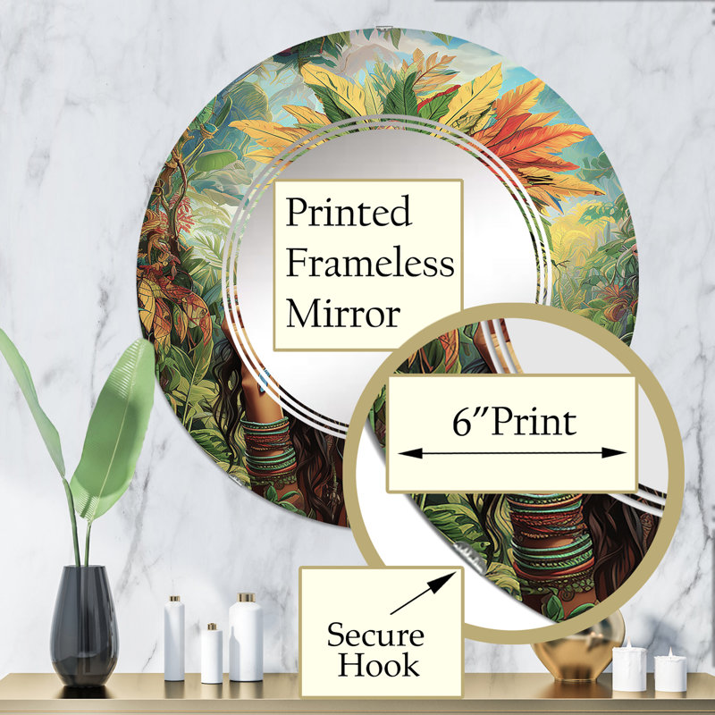 Aronia - Miroir mural moderne rond, 32 po x 32 po