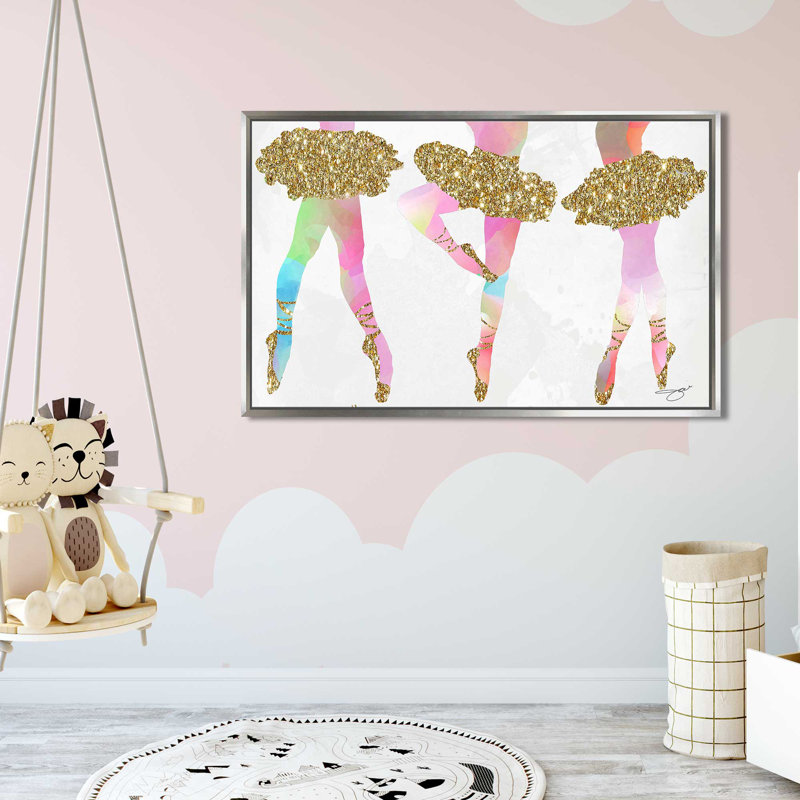 3 danseurs (horizontal) par By Jodi - impression, Cadre flottant argent, H 27,5 po x l 43,5 po x P 2 po