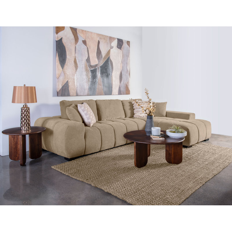 Canapé modulaire rembourré Briner Camel, Tissu chameau