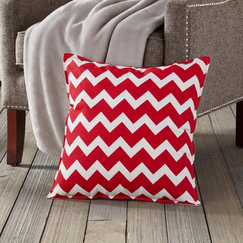  Coussin en coton à chevrons, Rouge