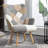 Accent Chair with High Backrest,Plaid Bohemian Upholstered Armchair for Mid Century-229207326-201634995
