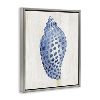 Cadre flottant en forme de coquillage bleu tacheté par Susan Arnot