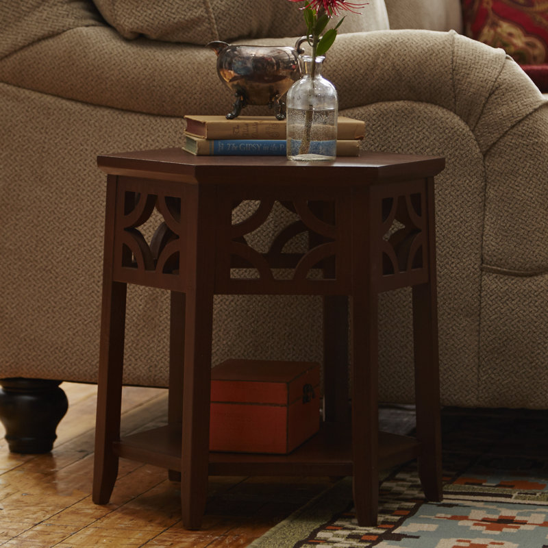 Shirlee Solid Wood End Table, Brown
