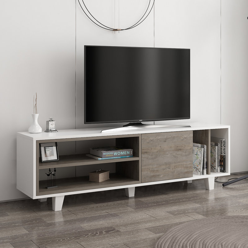 Tolbert Unfinished TV Stand for TVs up to 70", White/Wenge