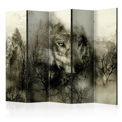 Halye 225 cm W x 172 cm H 5 - Panel Solid Wood Folding Room Divider