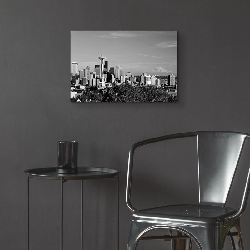 «Seattle Cityscape, Washington 02» par Monte Nagler, art mural en verre acrylique, H 16 po x l 24 po x P 0,2 po