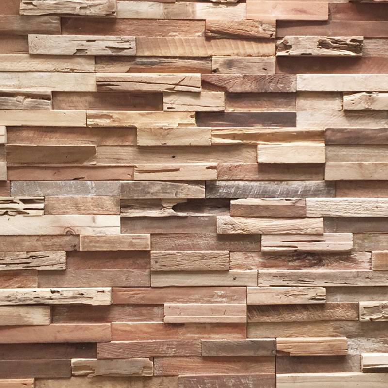 Teak Embossed Interlocking Wood Wall Panels