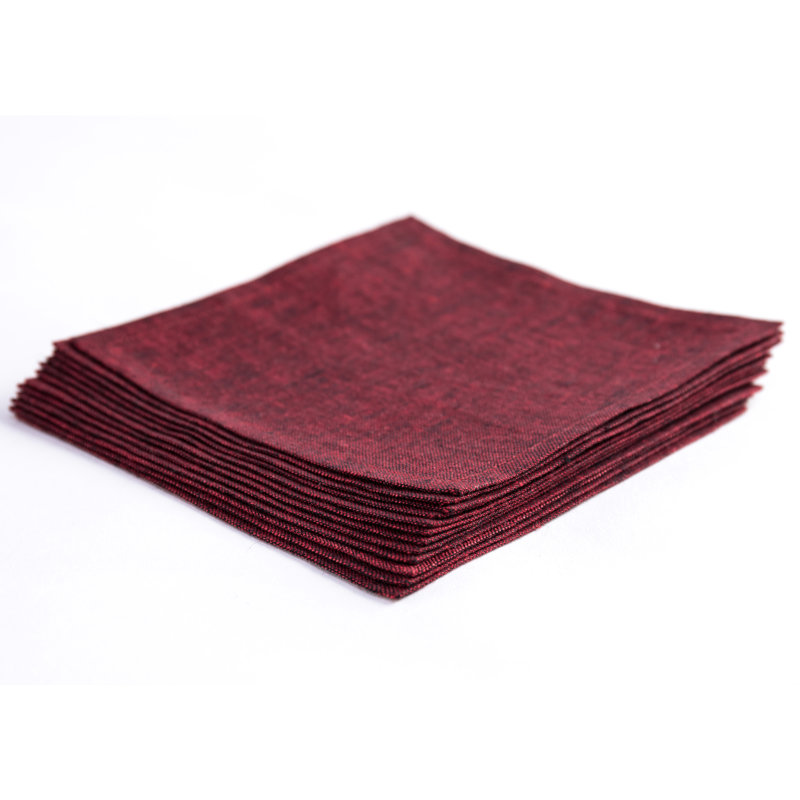 100% Pure Linen Cocktail Napkins - Athena, Red Garnet