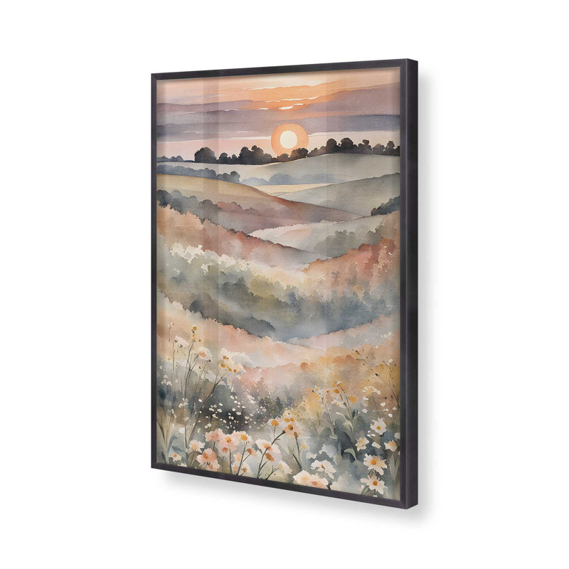 Sunset in Blooming Valley I print dans un cadre, H 15,25 po x l 12,25 po, Zinc patiné