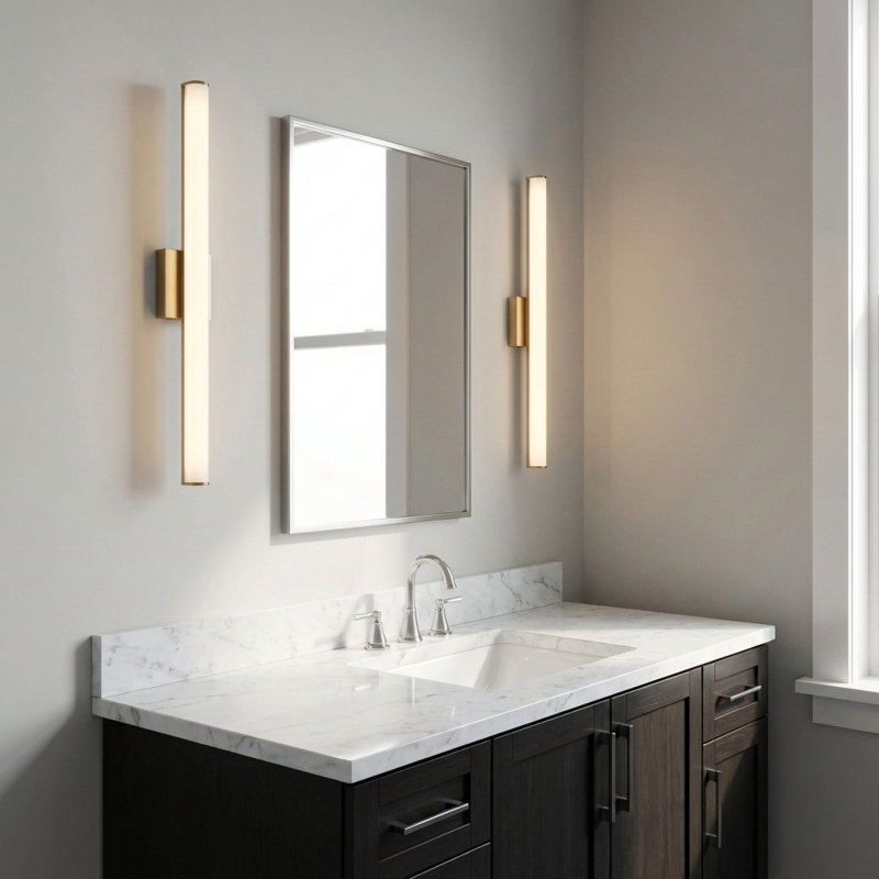 LED Vanity, Satin Brass, 3" H x 30" W x 3.1" D