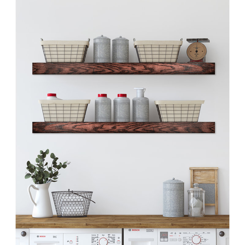 Emerald Lee 2 Piece Oak Floating Shelf, 3" H x 25" W x 6" D
