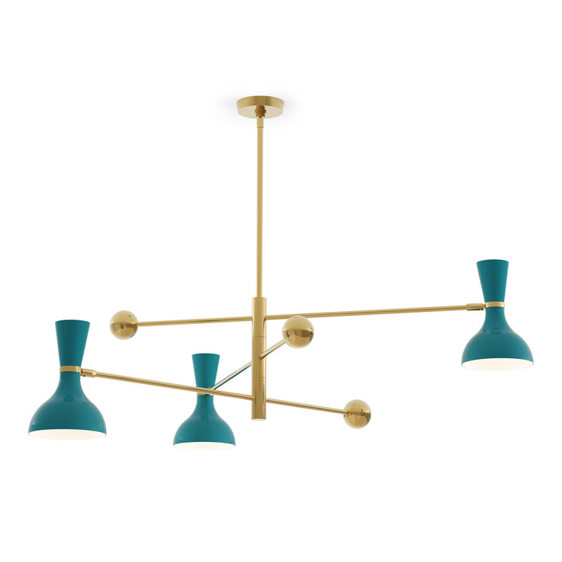 Clare 3 - Light Pendant, Modern Brass, Peacock