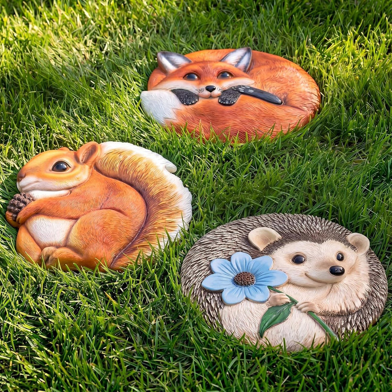Ensemble de 3 pierres décoratives extérieures pour tremplin de jardin pour trottoir de jardin