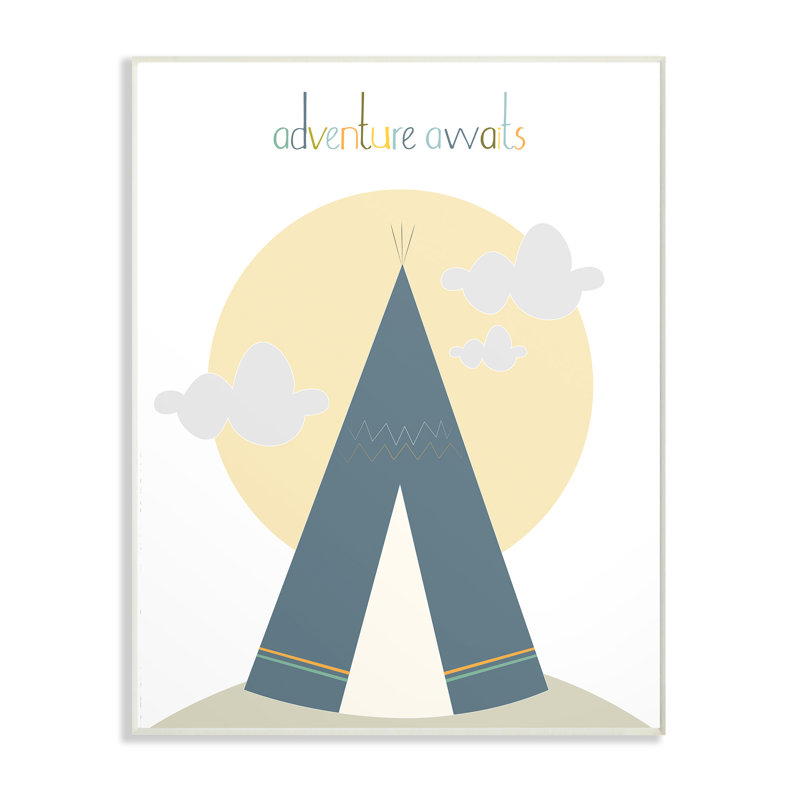 Yara l Adventure Awees Tee Pee Art, Plaque de bois, H 19 po x l 13 po x P 0,5 po