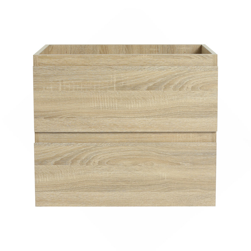 24" Wall-Mounted Bathroom Vanity With Resin Sink, 2-Soft Close Drawers, KD-Package, 24", Oak