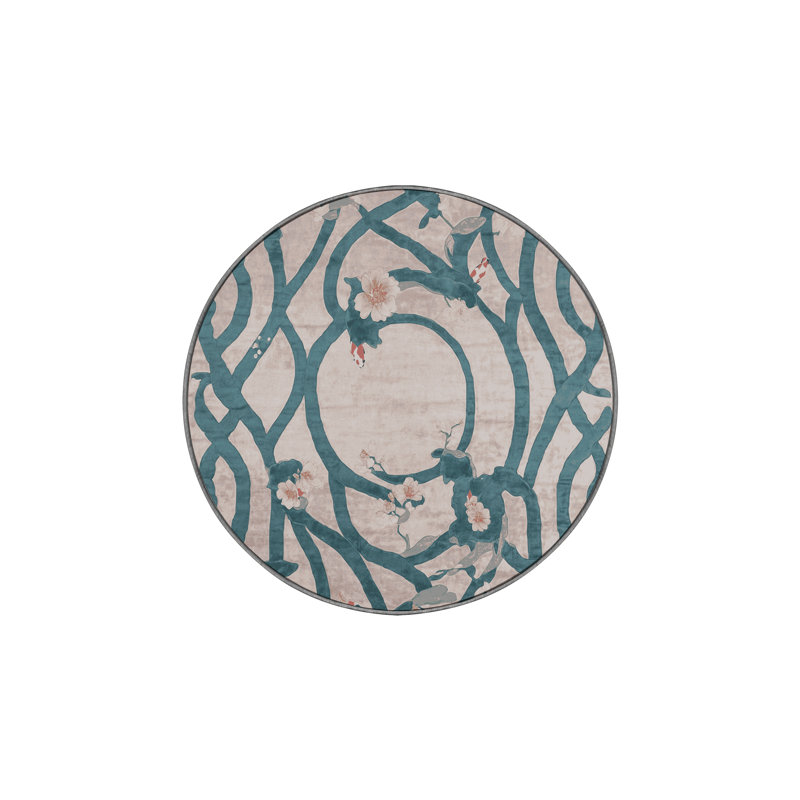Tapis gris soyeux et moelleux, Rond 6 pi