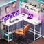 L-Shape Computer Desk 160cm x 50cm x 75cm with Adjustable Storage Rack-1905724998-1905725016