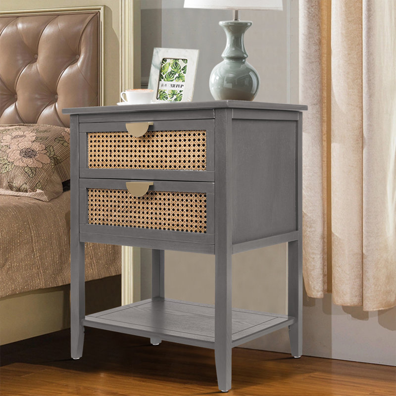 Alderico 15.75'' W Solid Wood Nightstand, Gray