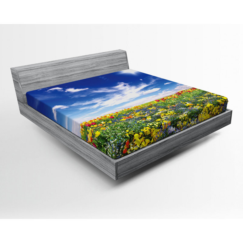 Microfiber Floral Fitted Sheet, Full Fitted Sheet