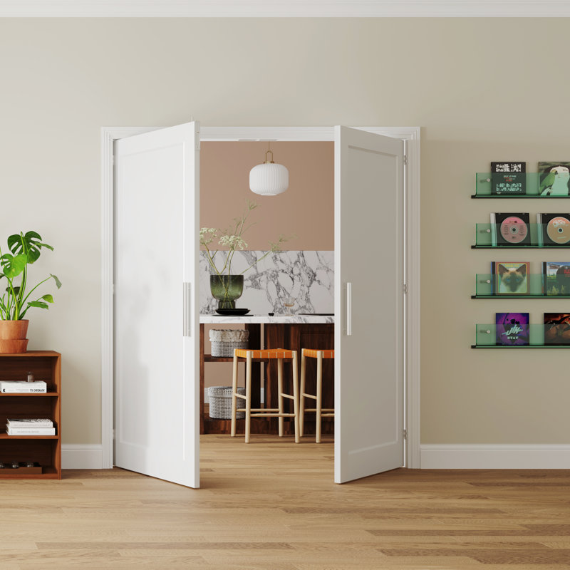 Intérieur de la porte de garde-robe moderne en bois manufacturé avec portes et poignées réglables, 56 po x 80 po