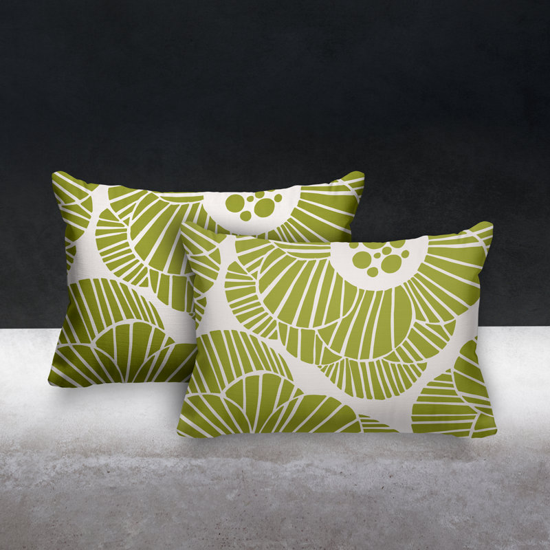 Abstract Outdoor Reversible Throw Pillow, Chartreuse