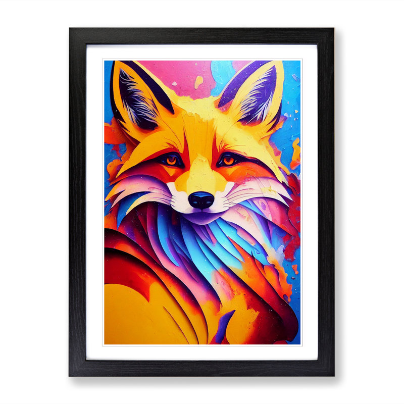 FRM-V0523-1031X Fox Pouring - Single Picture Frame Print, 64cm H x 46cm W x 2cm D, Walnut Framed